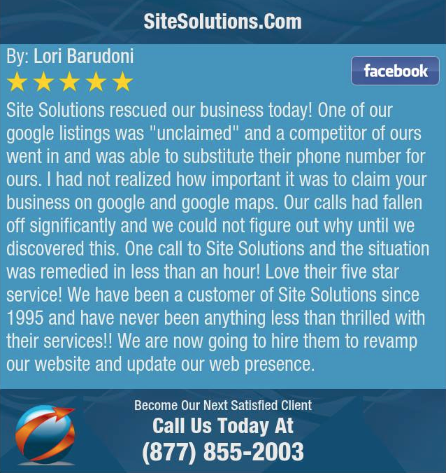 SiteSolutions.com 5-Star Review - Barudoni Construction - Customer Since 1995